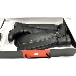 G by GUESS Women's Black Faux Leather Knee High Riding Boots Size 7M